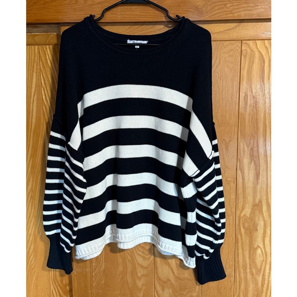 NWT Madewell Conway Striped Oversized 100% Cotton Sweater XL